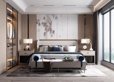 新中式家居卧室3D模型下载